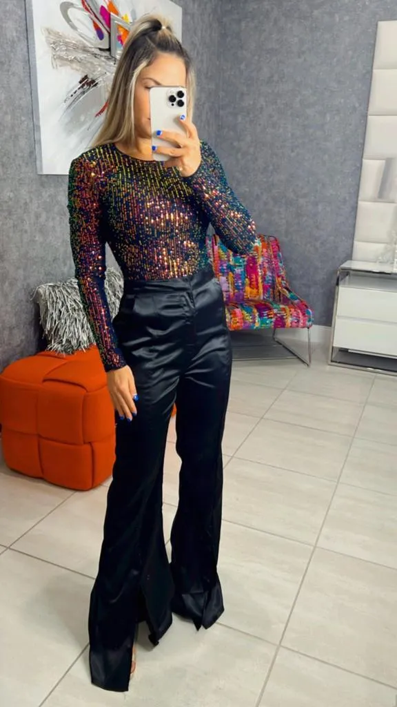 0069 Sequin long sleeve bodysuit