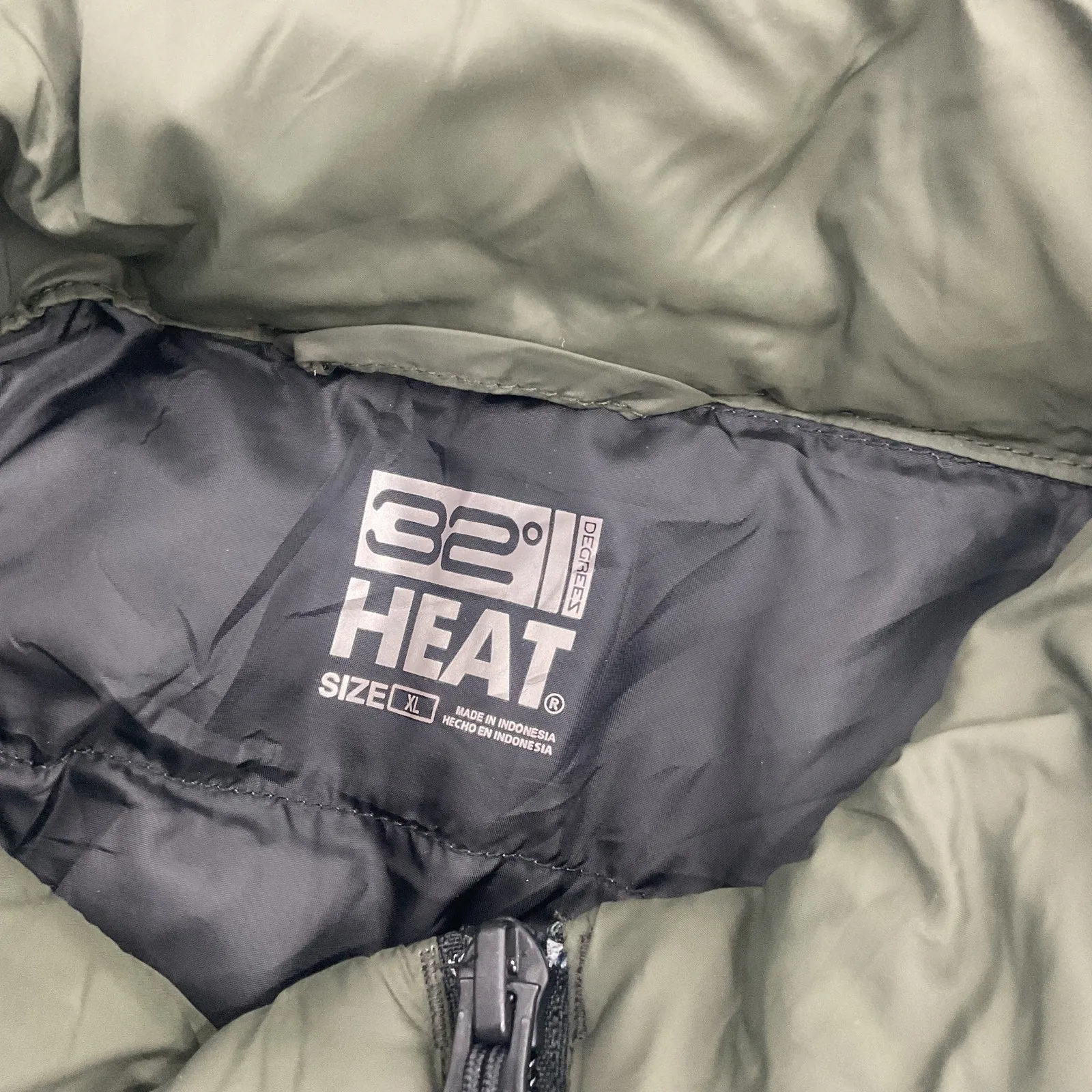 32 Degrees Heat Men's XL Dark Green Full Zip Puffer Vest Nylon Preowned