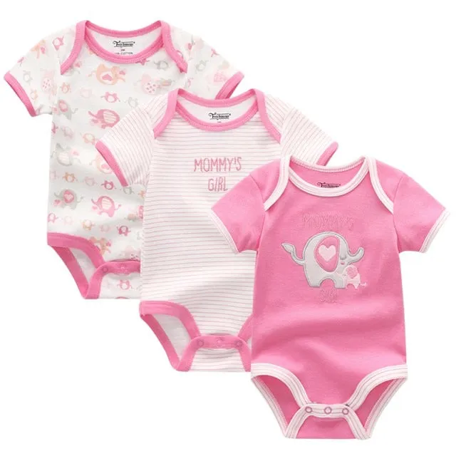 3pcs Baby Girls Bodysuit 0-12M