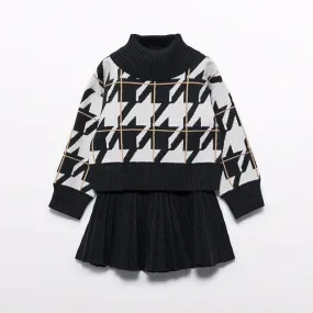 Abel & Lula girls pleated knit skirt set