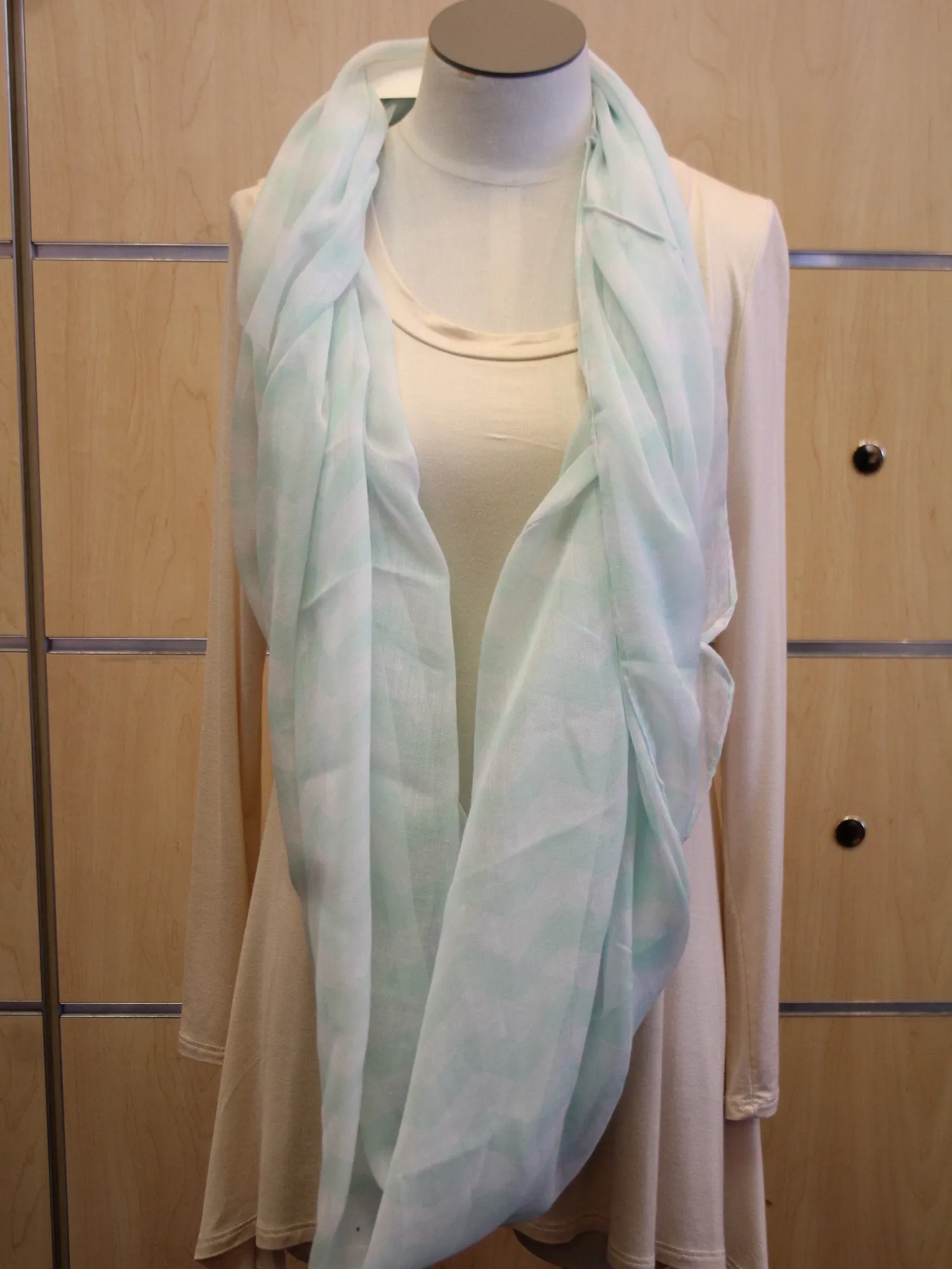 ADO | Infinity Light Mint and White Chevron Scarf