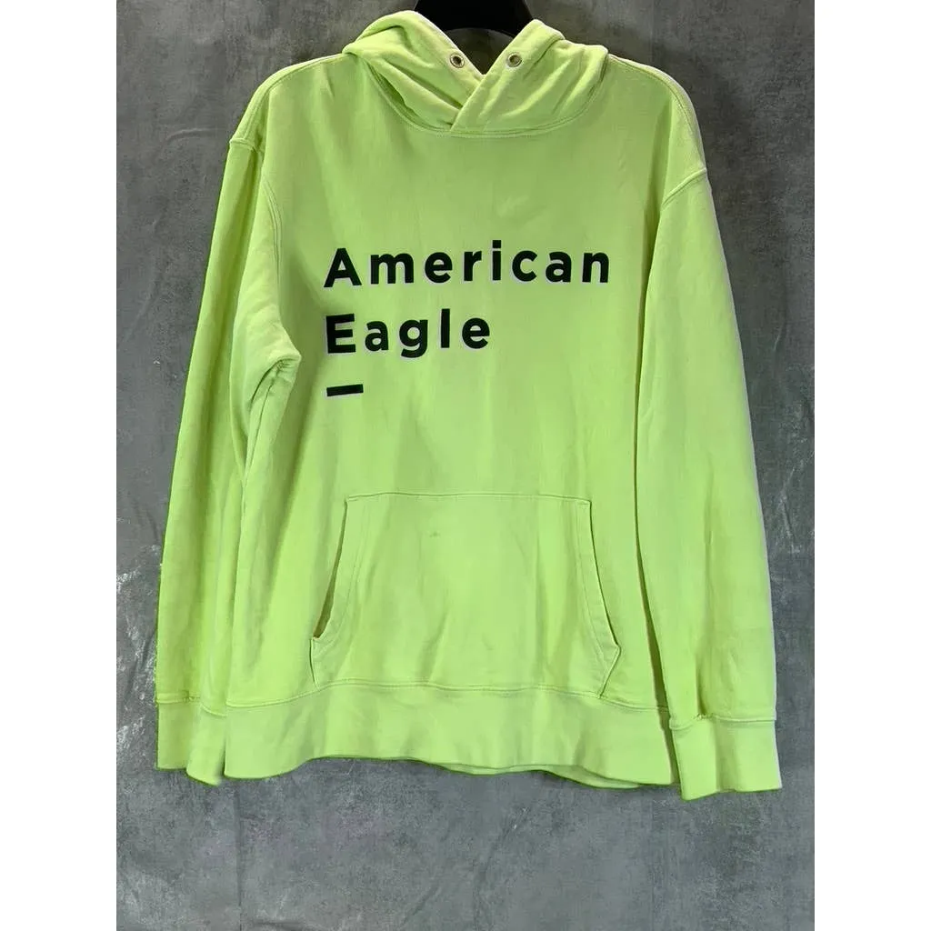 AMERICAN EAGLE Men's Neon Yellow Cotton Logo Pullover Hoodie SZ M