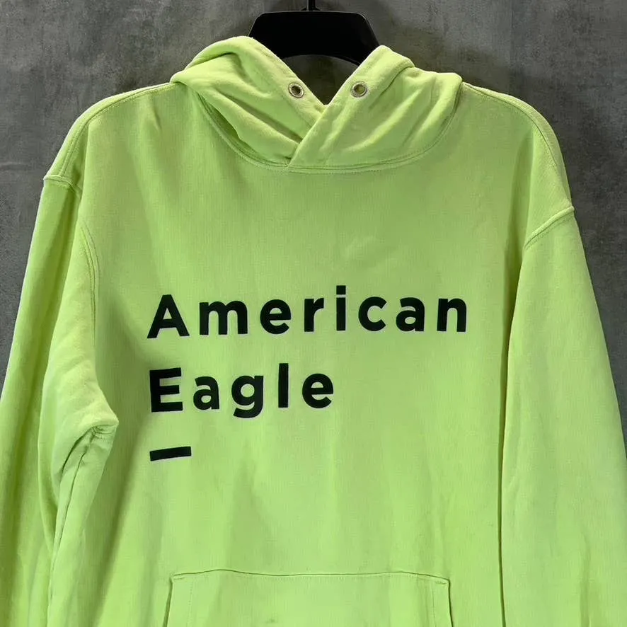 AMERICAN EAGLE Men's Neon Yellow Cotton Logo Pullover Hoodie SZ M