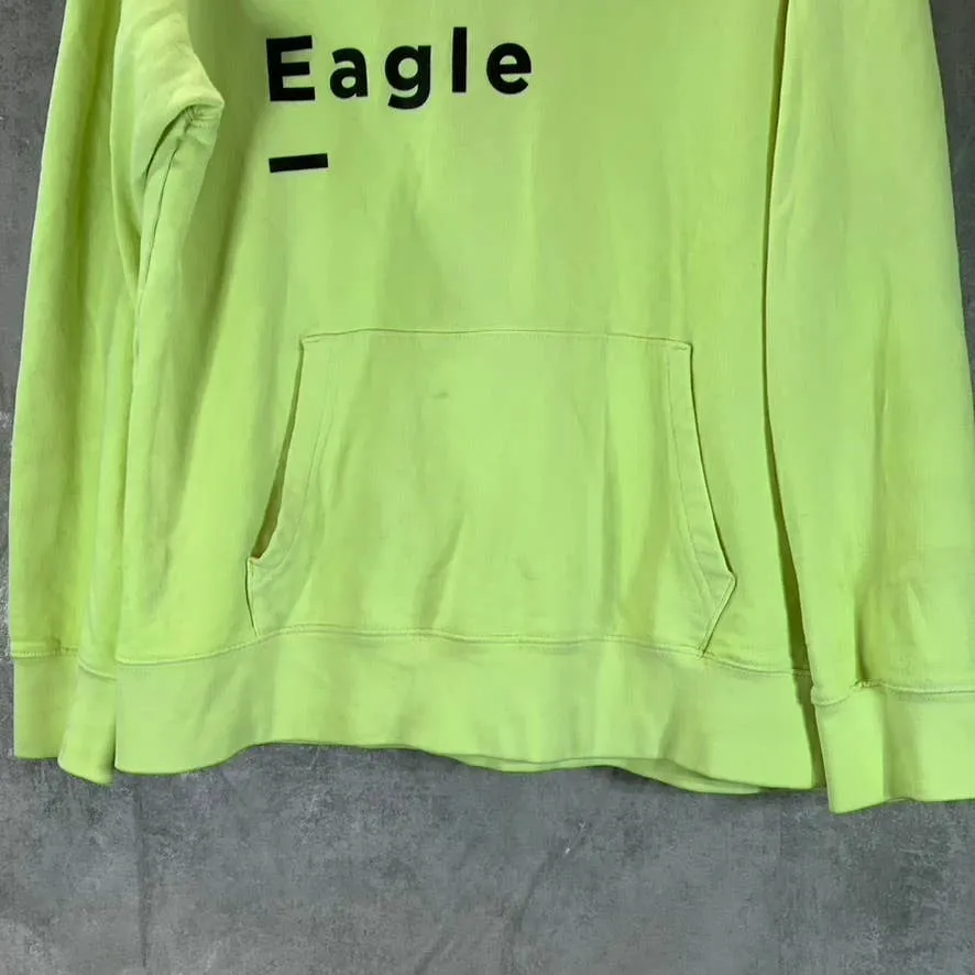 AMERICAN EAGLE Men's Neon Yellow Cotton Logo Pullover Hoodie SZ M