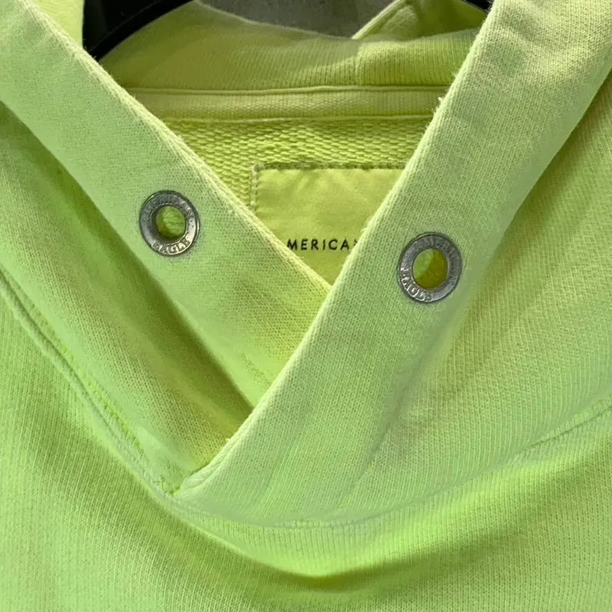 AMERICAN EAGLE Men's Neon Yellow Cotton Logo Pullover Hoodie SZ M