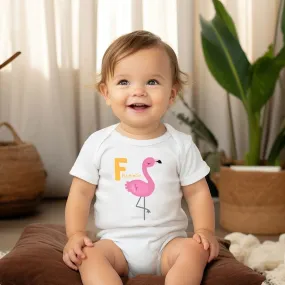 Animal Alphabet - F for Flamingo Baby Bodysuit - Unisex Graphic Bodysuit for Babies