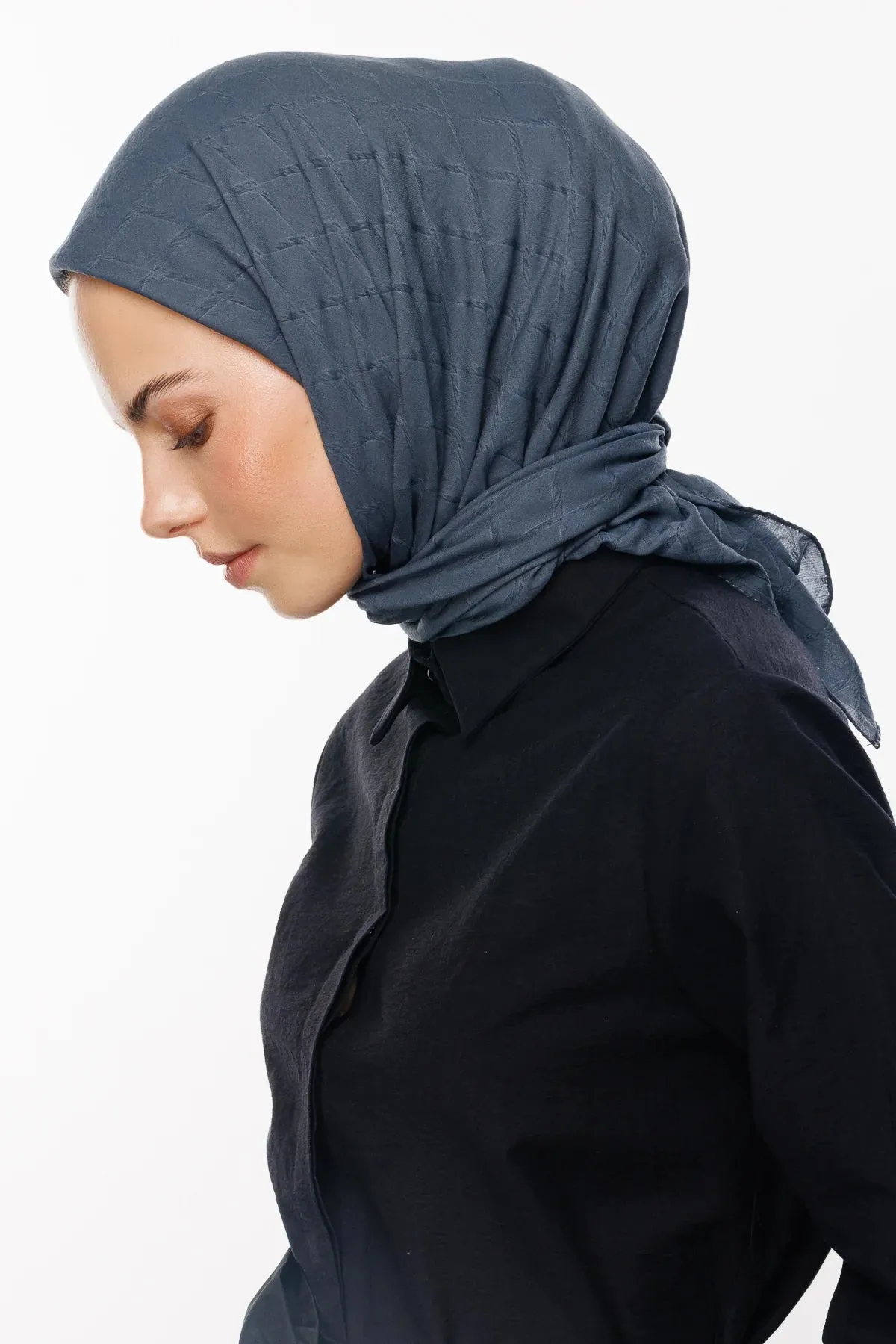 Anthracite Bamboo Jacquard Square Scarf