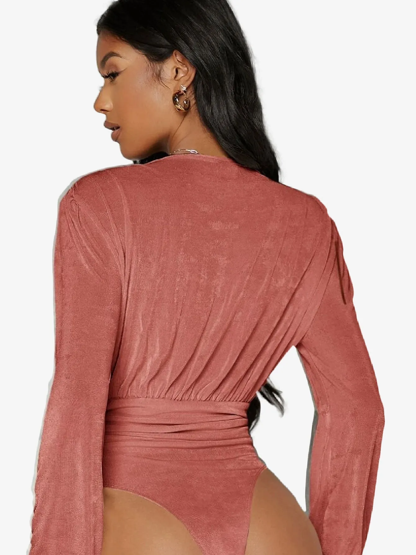 Arouse Plunging Neck Lantern Sleeve Bodysuit