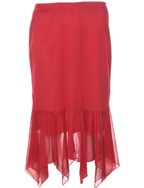 Asymmetric Hem Y2K Midi Skirt - L