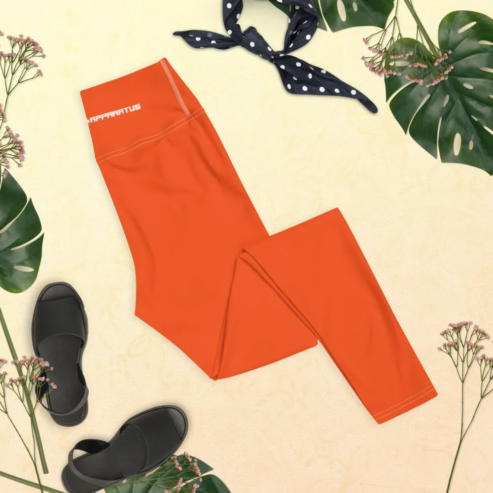 Athletic Apparatus Outrageous Orange White Logo White stitch Yoga Leggings
