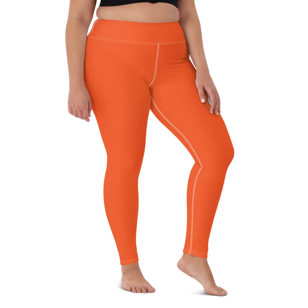 Athletic Apparatus Outrageous Orange White Logo White stitch Yoga Leggings