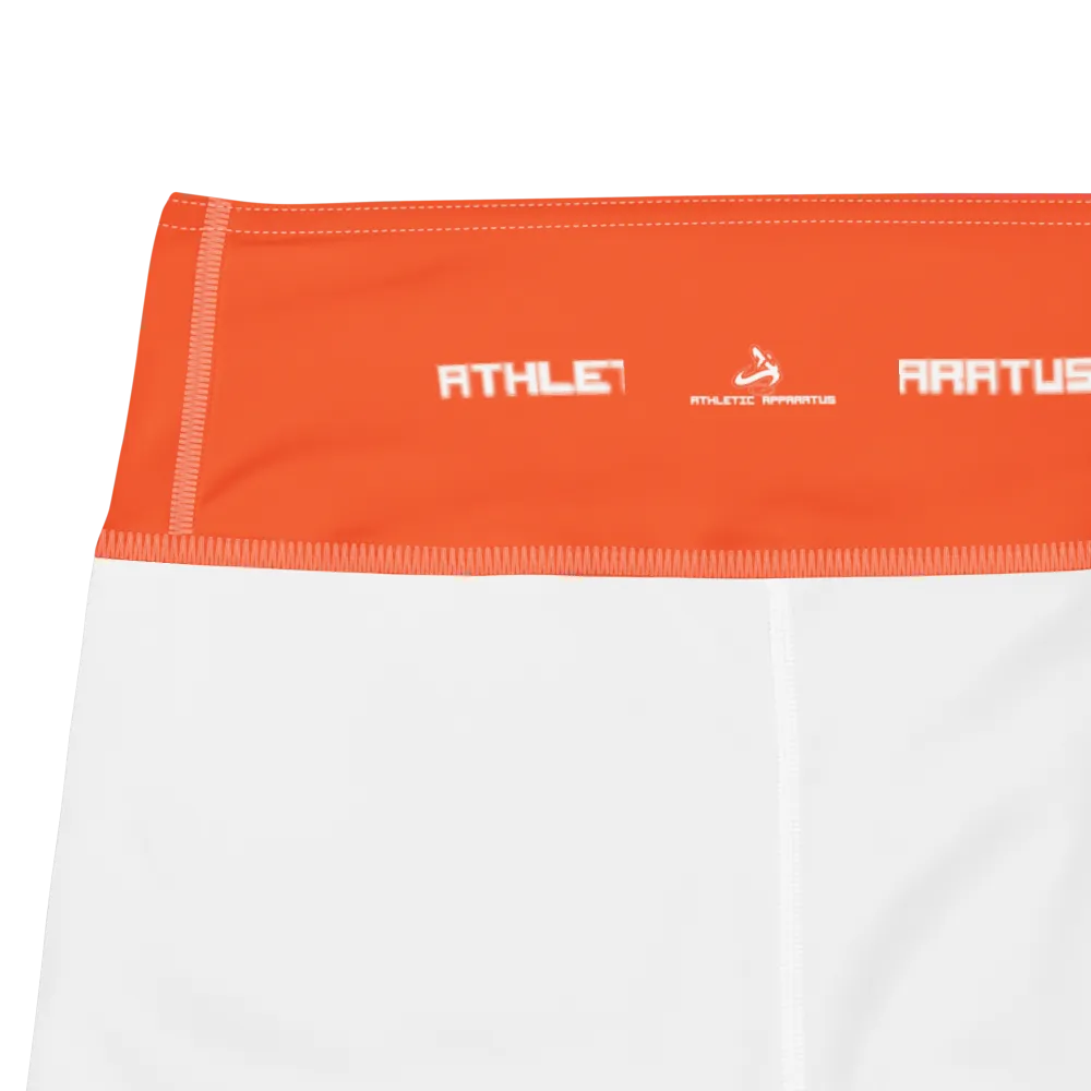 Athletic Apparatus Outrageous Orange White Logo White stitch Yoga Leggings