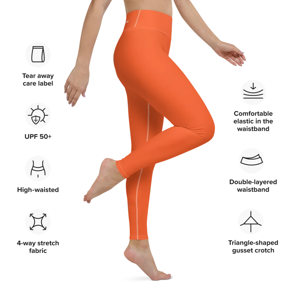Athletic Apparatus Outrageous Orange White Logo White stitch Yoga Leggings