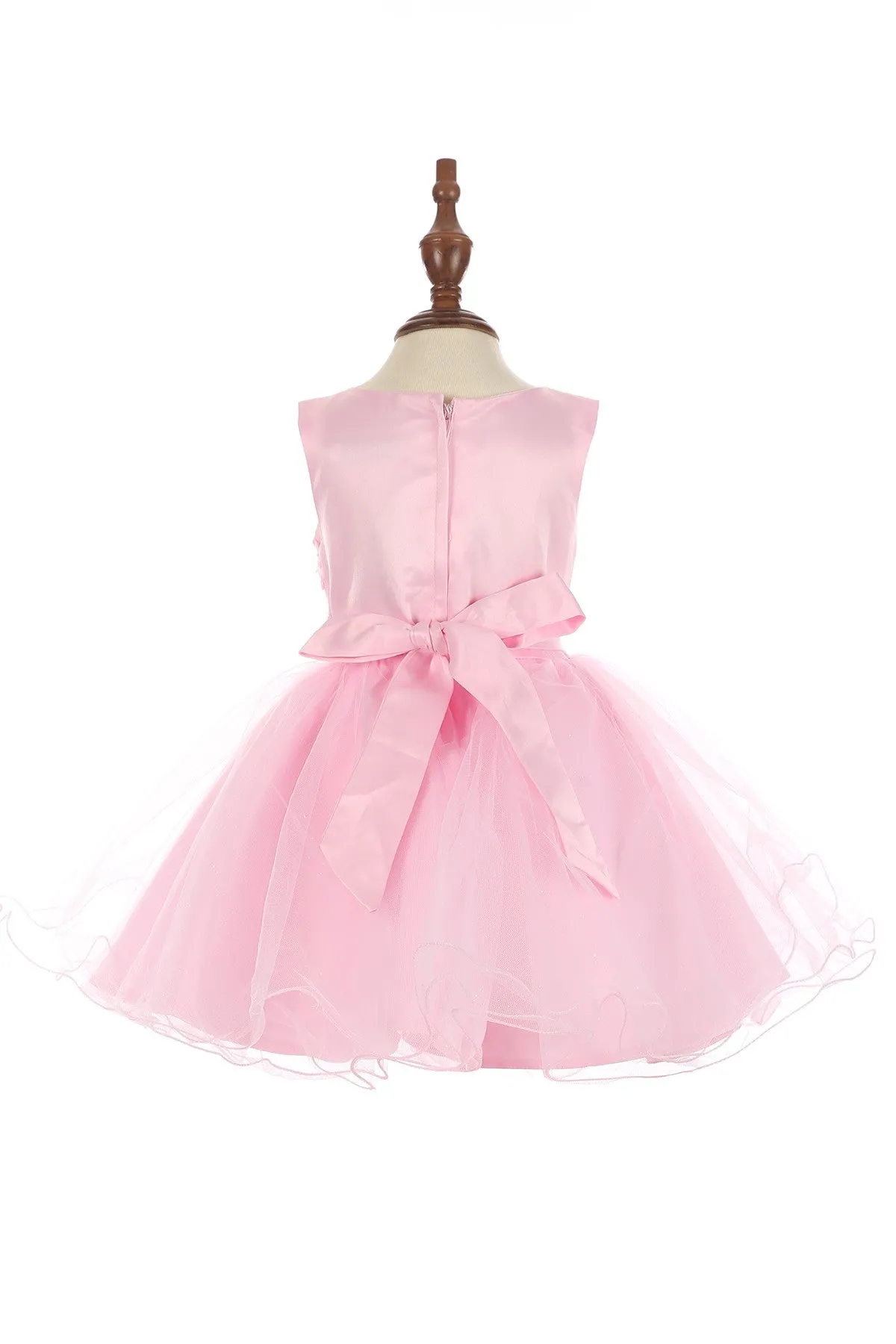 Baby Girls Pink 3D Floral Lace Flower Girl Dress 6-24M