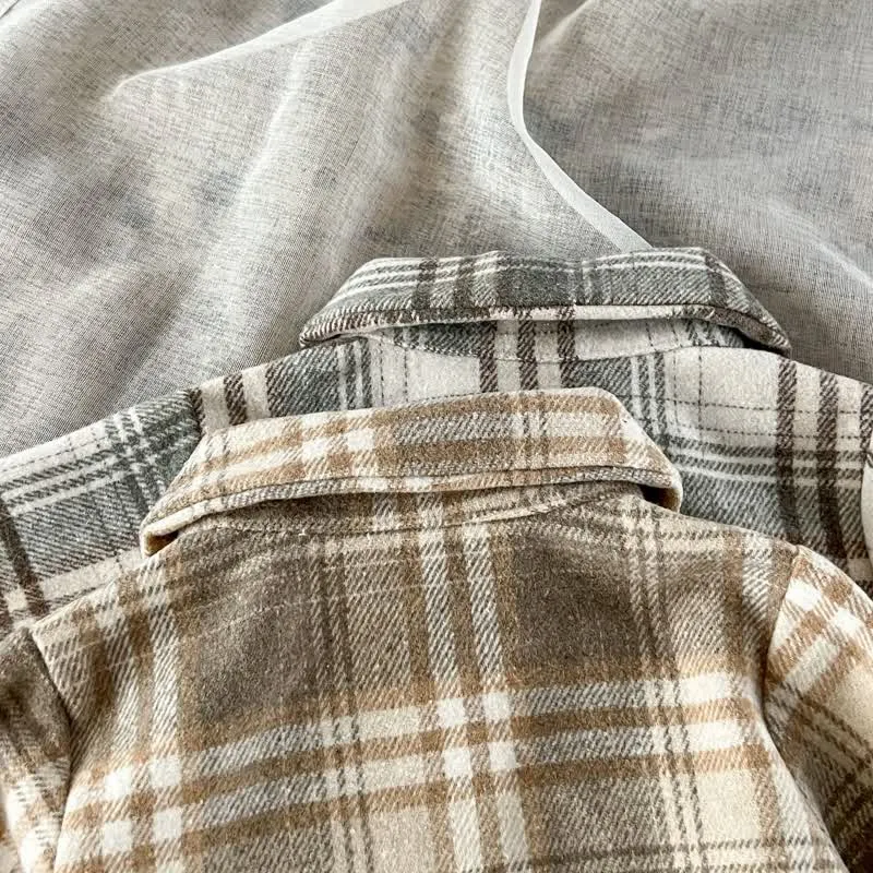 Baby Retro Plaid Polo Collar Bodysuit
