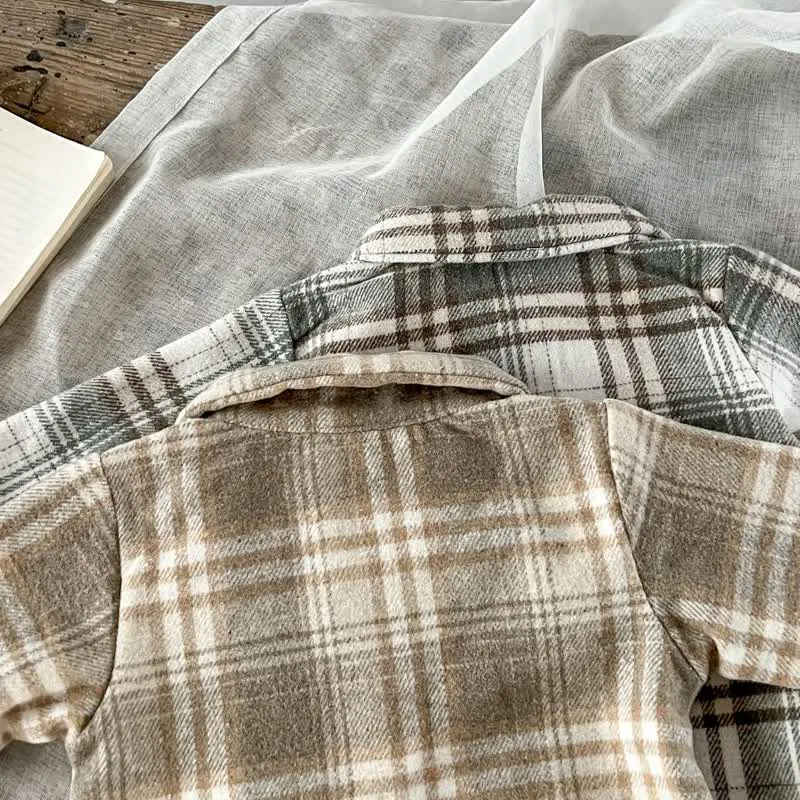 Baby Retro Plaid Polo Collar Bodysuit