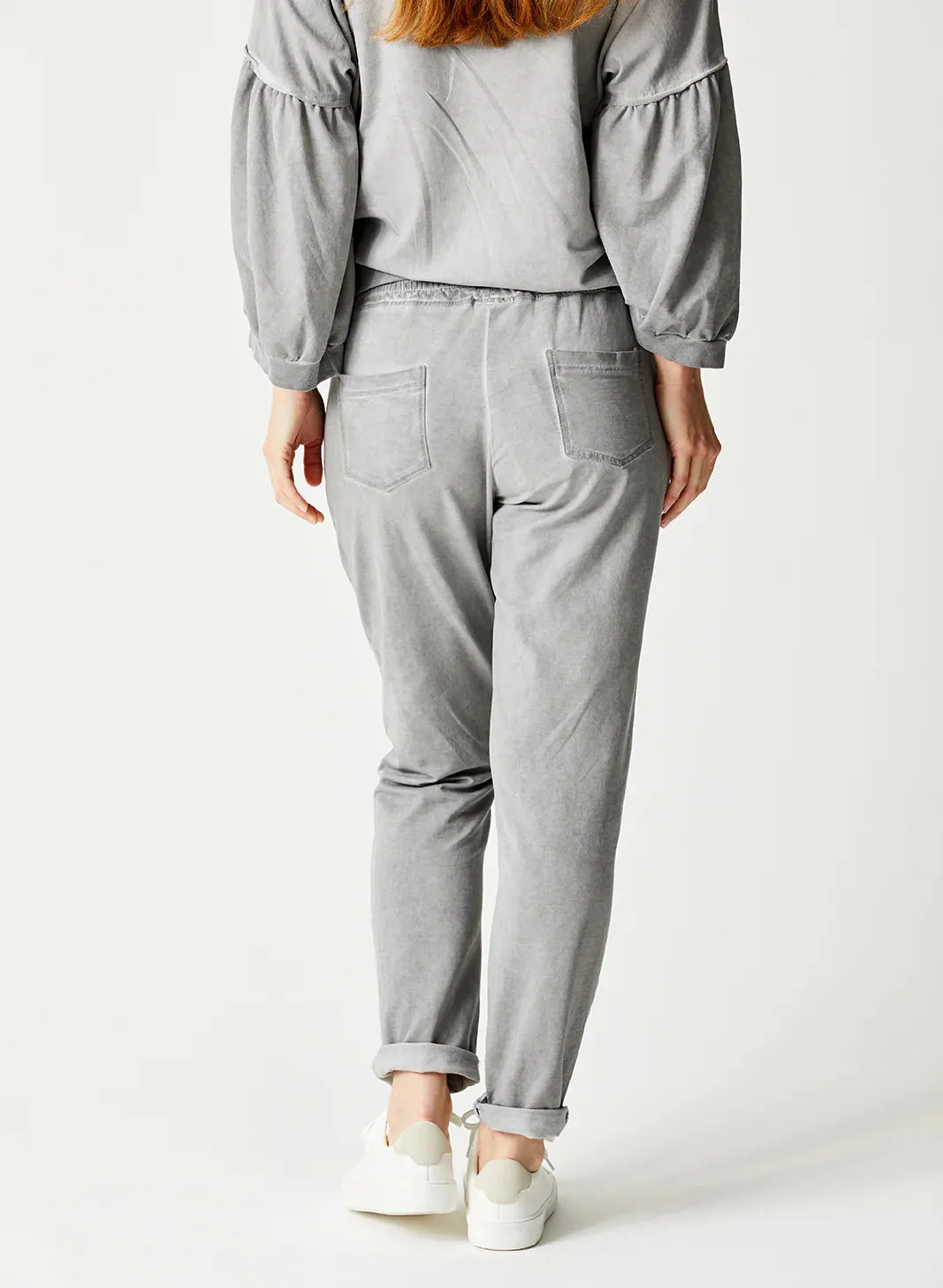 Bailey Zip Detail Joggers - Light Grey Vintage Wash