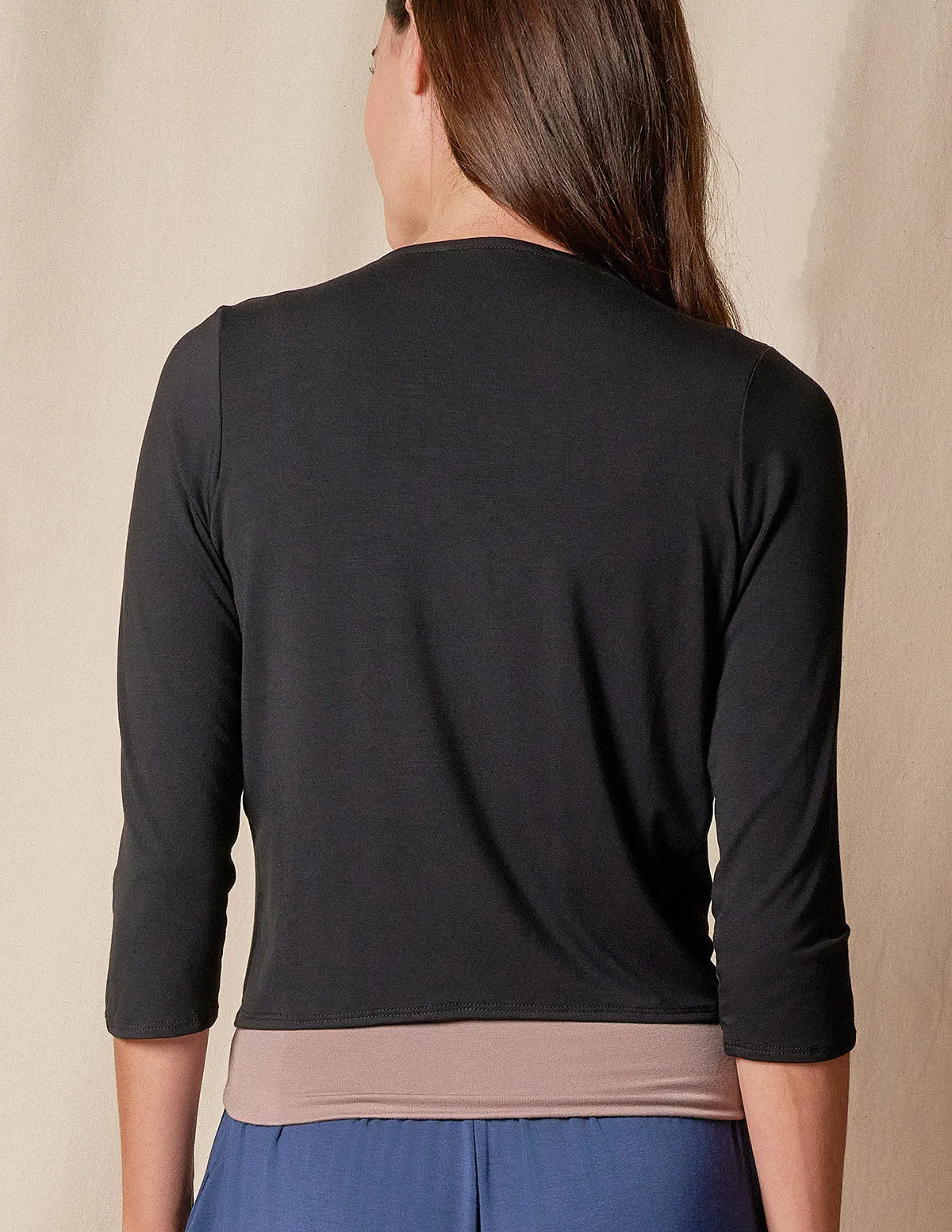 Bamboo Open Front Shrug - Black