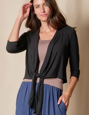 Bamboo Open Front Shrug - Black