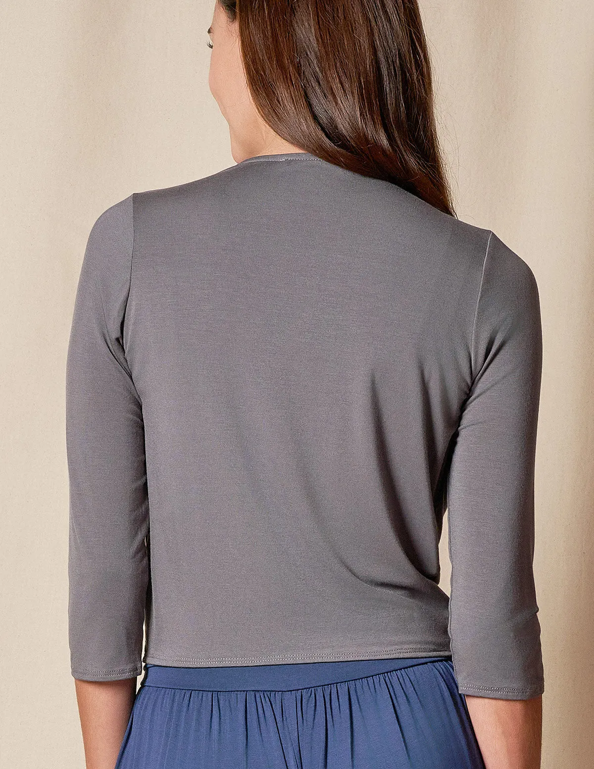 Bamboo Open Front Shrug - Grey