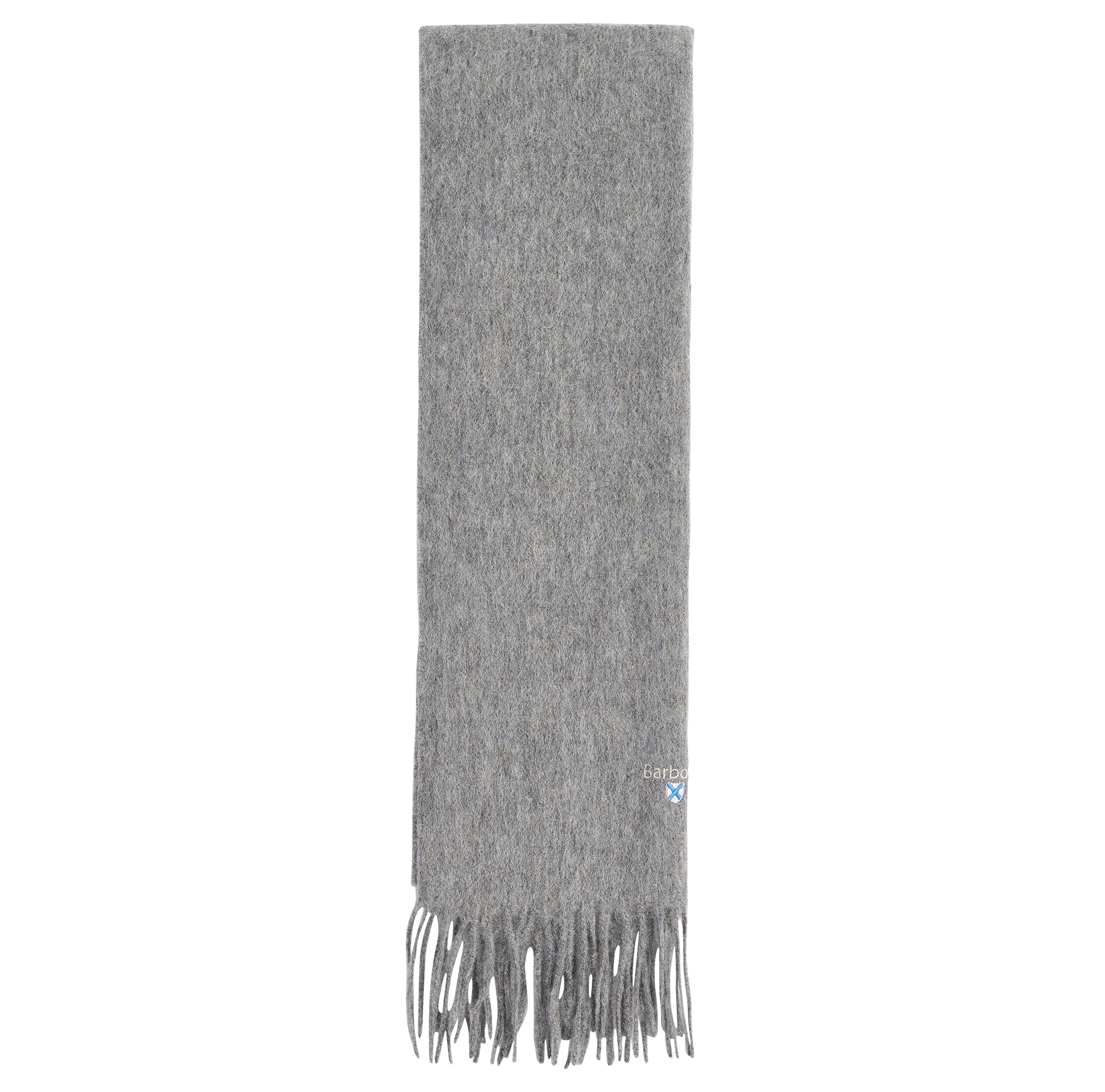 Barbour Unisex Plain Lambswool Scarf Light Grey Marl