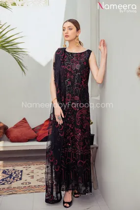 Baroque Pakistani Maxi Dress in Black Color #PF103