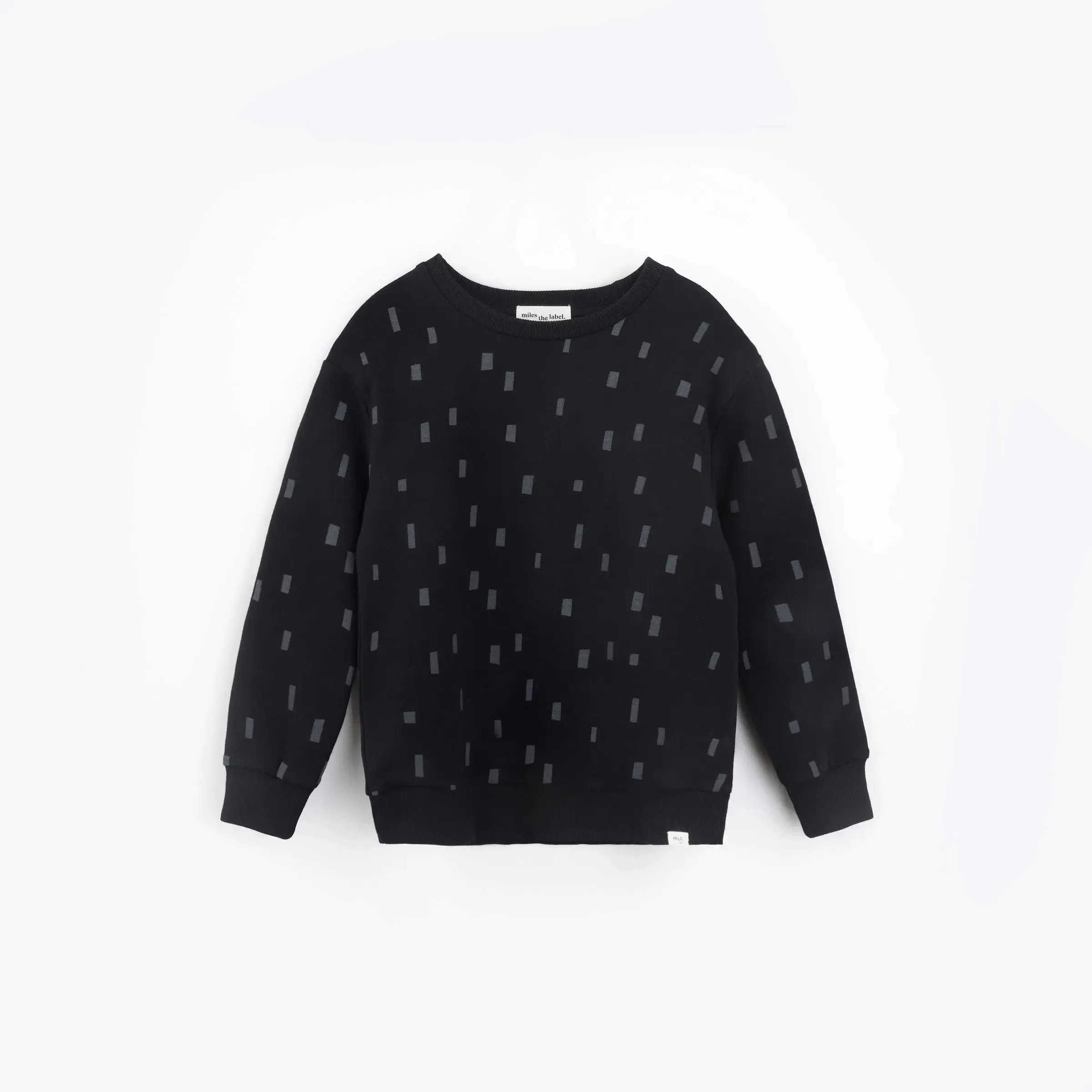 Basics Block Print on Black Sweatshirt | Miles The Label