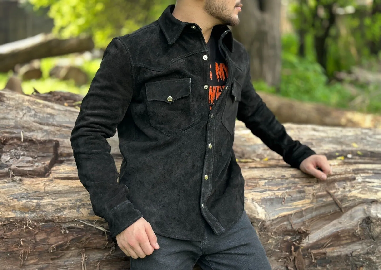 Batm Genuine Suede Leather Jacket Men Black Biker Motorcycle