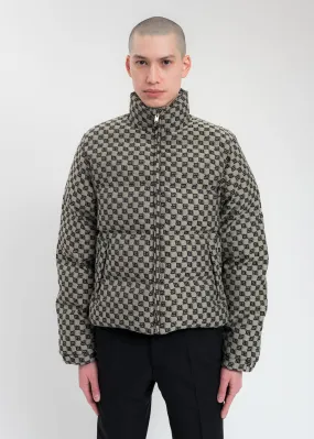 Beige Signature Monogram Jacquard Puffer Jacket