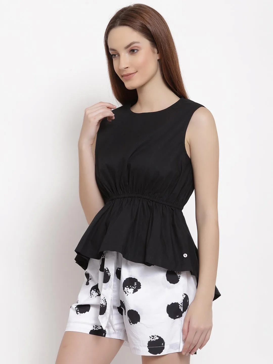 Black Elasticated High Low