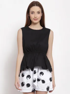 Black Elasticated High Low