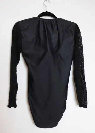 Black Floral Mesh Bodysuit - M