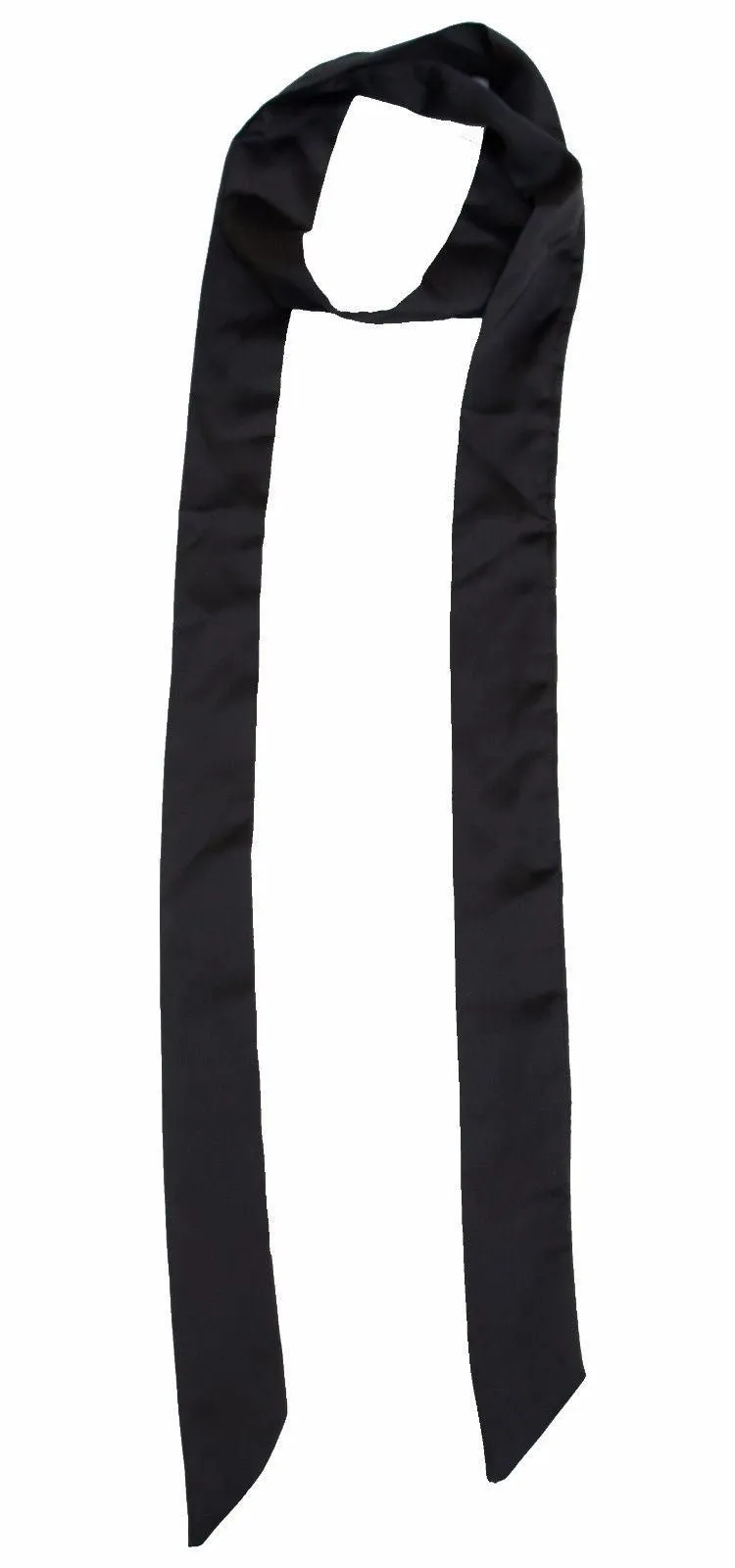 Black Long Skinny Scarf Women Mens Satin Faux Silk Long Slim Ribbon Thin