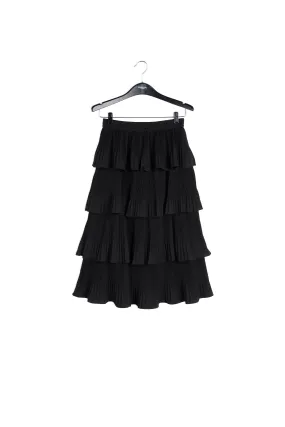 Black tiered midi skirt