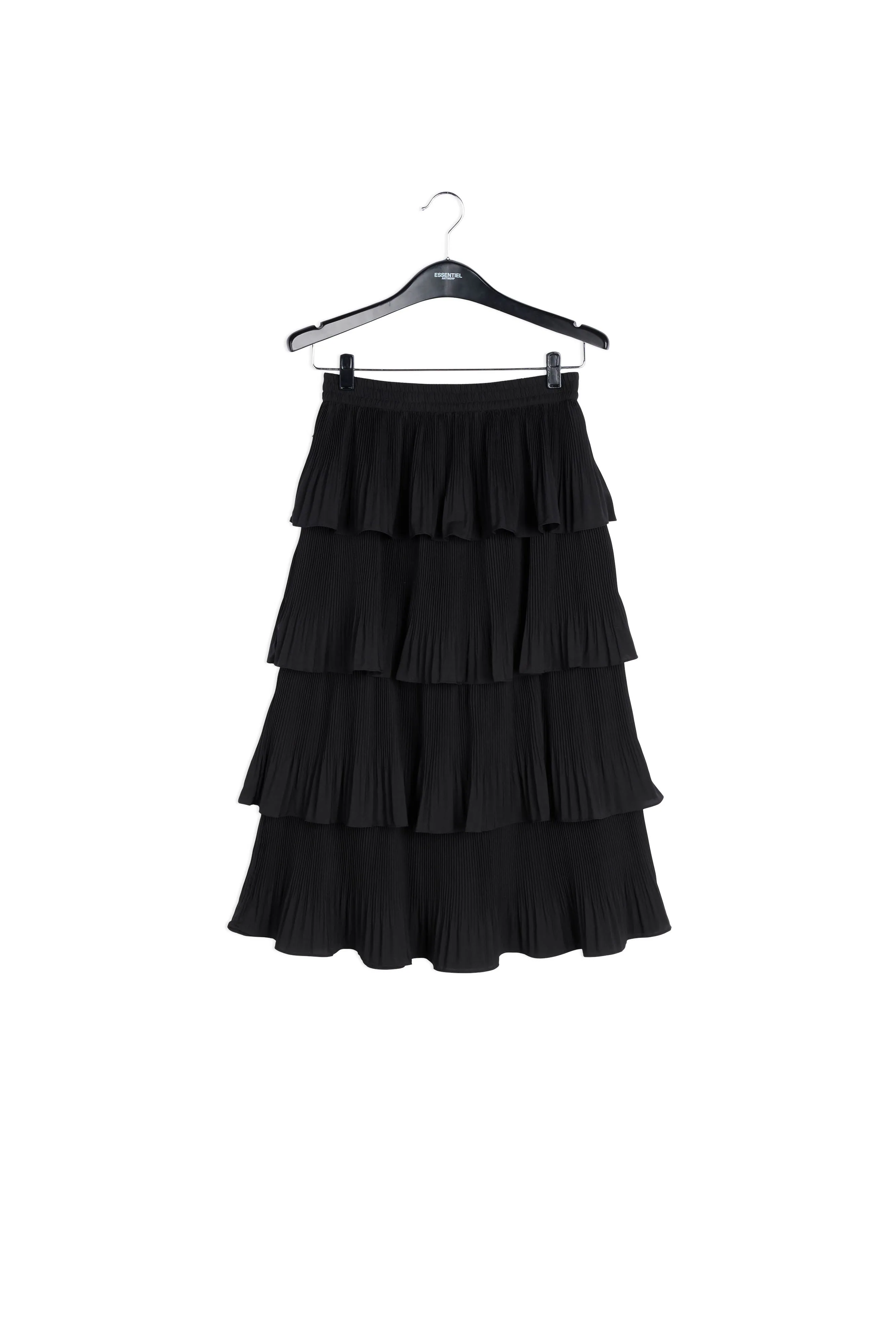 Black tiered midi skirt