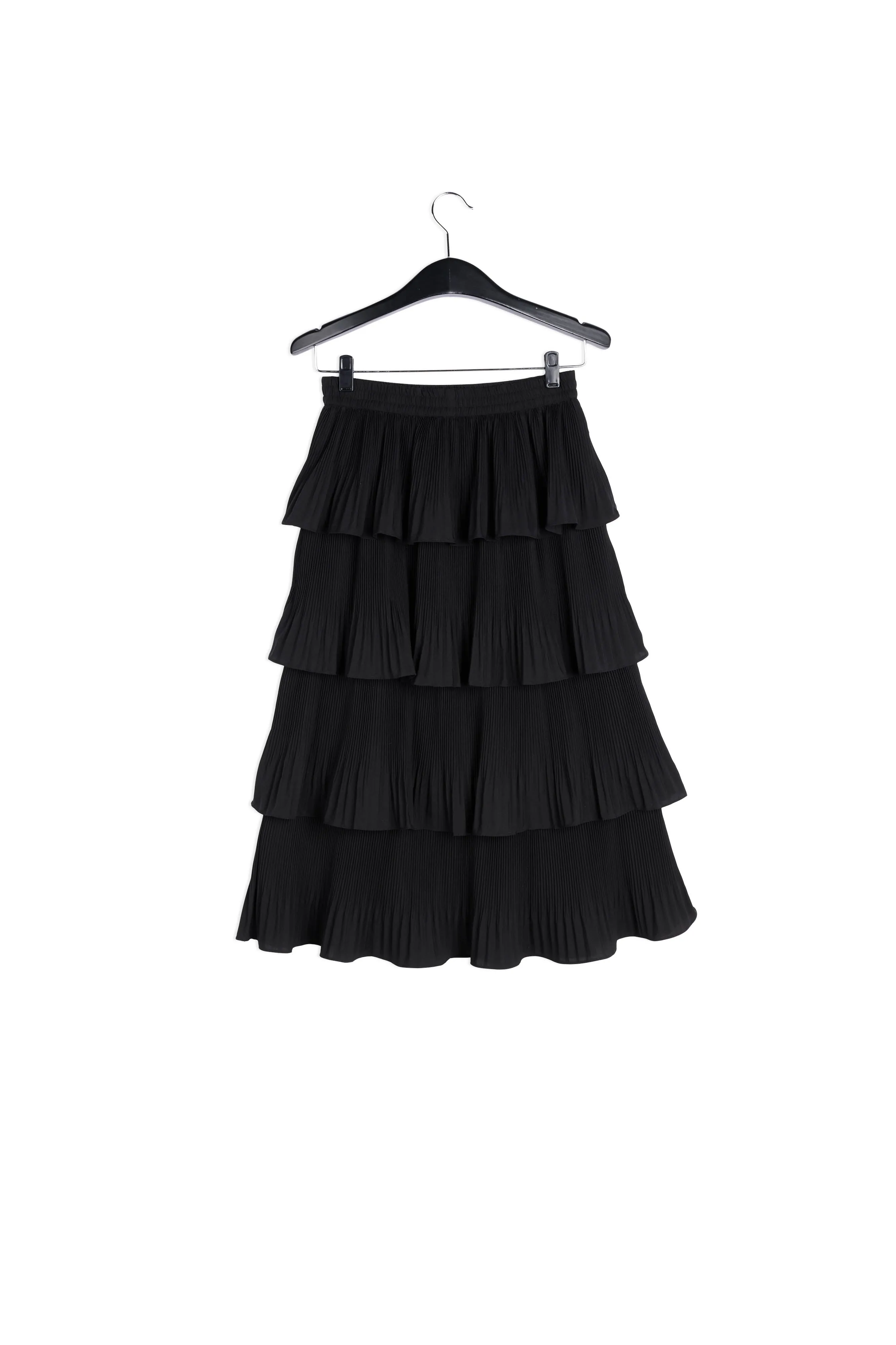 Black tiered midi skirt