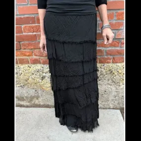 Black Tiered Silk Skirt  - KGG1-BK