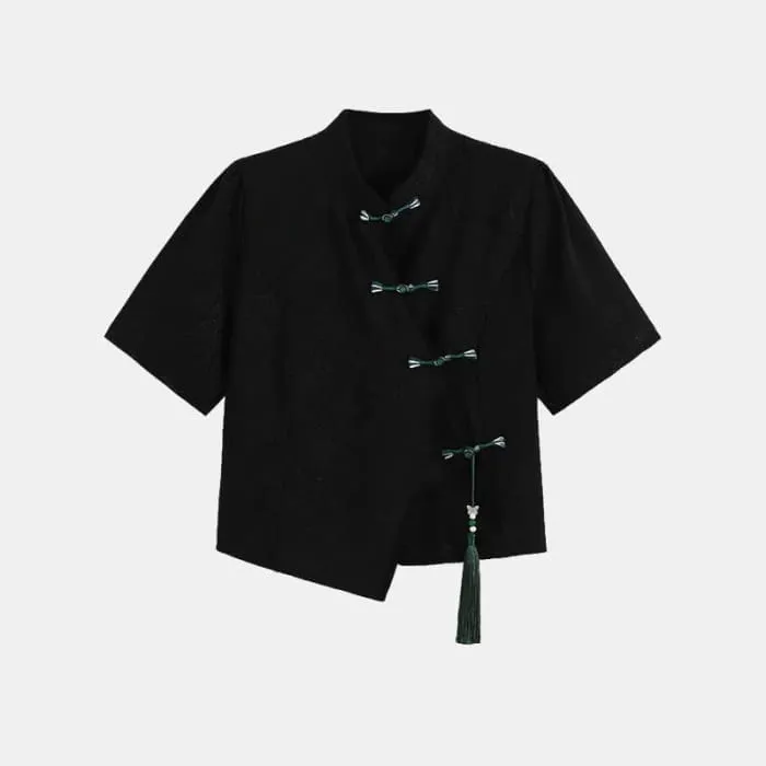 Black Vintage Buckle T-Shirt Pleated Mini Skirt