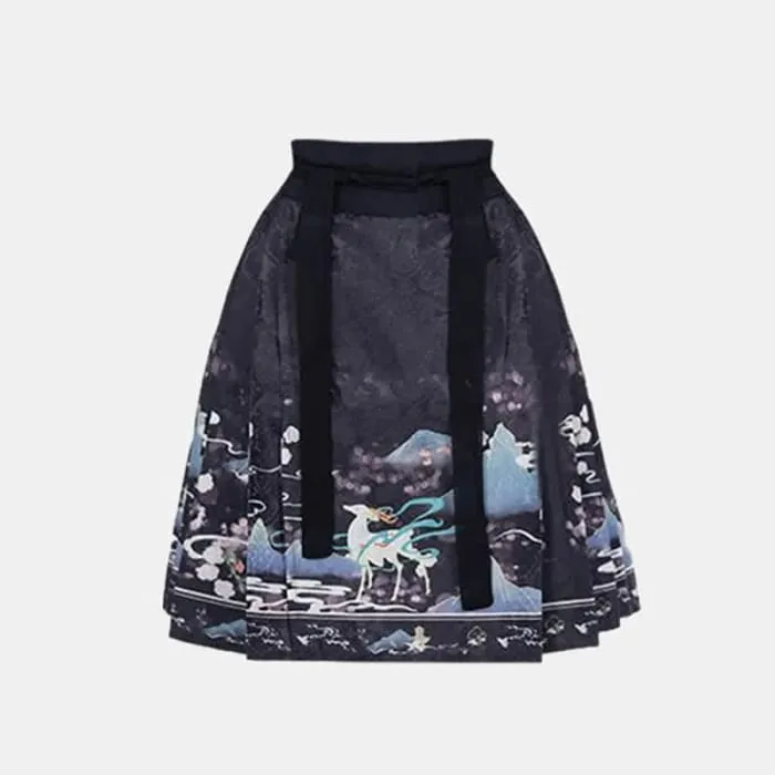 Black Vintage Buckle T-Shirt Pleated Mini Skirt