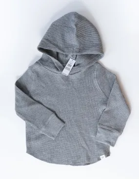 BOY SIZE 2 YEARS - Baby GAP, Waffle Knit Pullover Hoodie, Heather Grey NWT B3