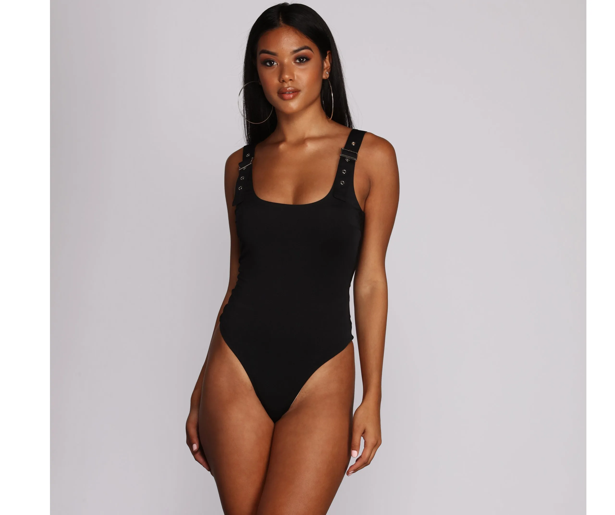Buckle Down Sleeveless Bodysuit