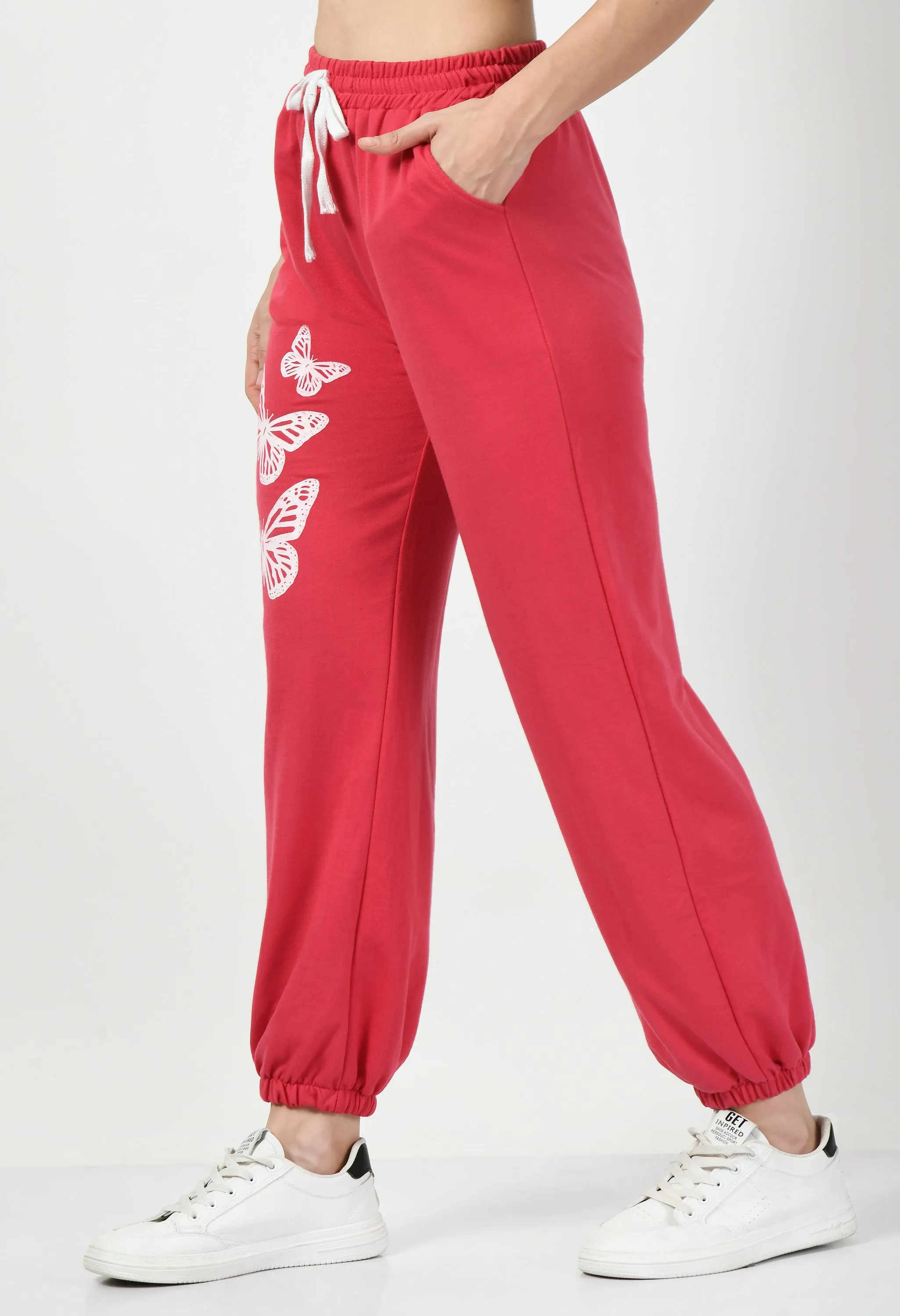 Butterfly Printed Pink Jogger