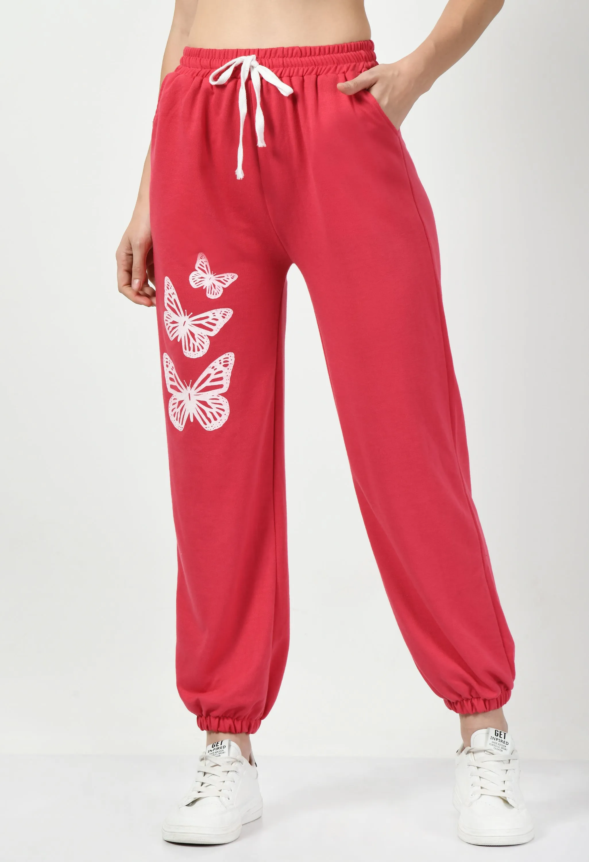 Butterfly Printed Pink Jogger
