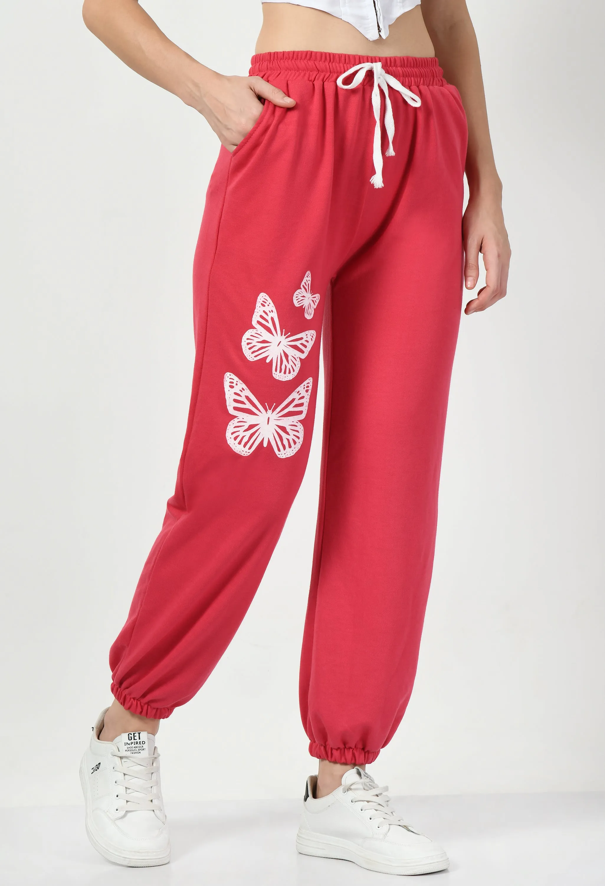 Butterfly Printed Pink Jogger
