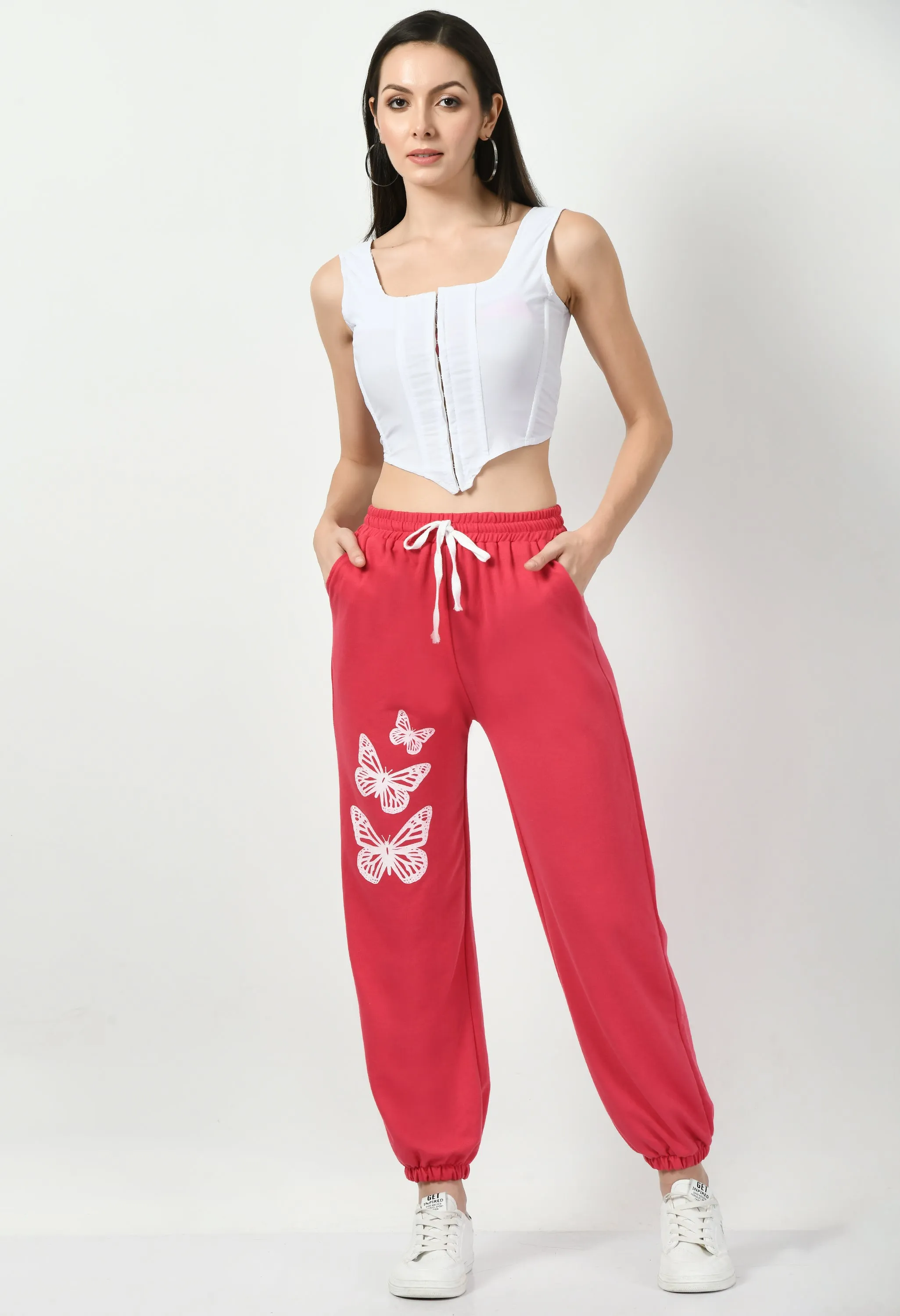 Butterfly Printed Pink Jogger