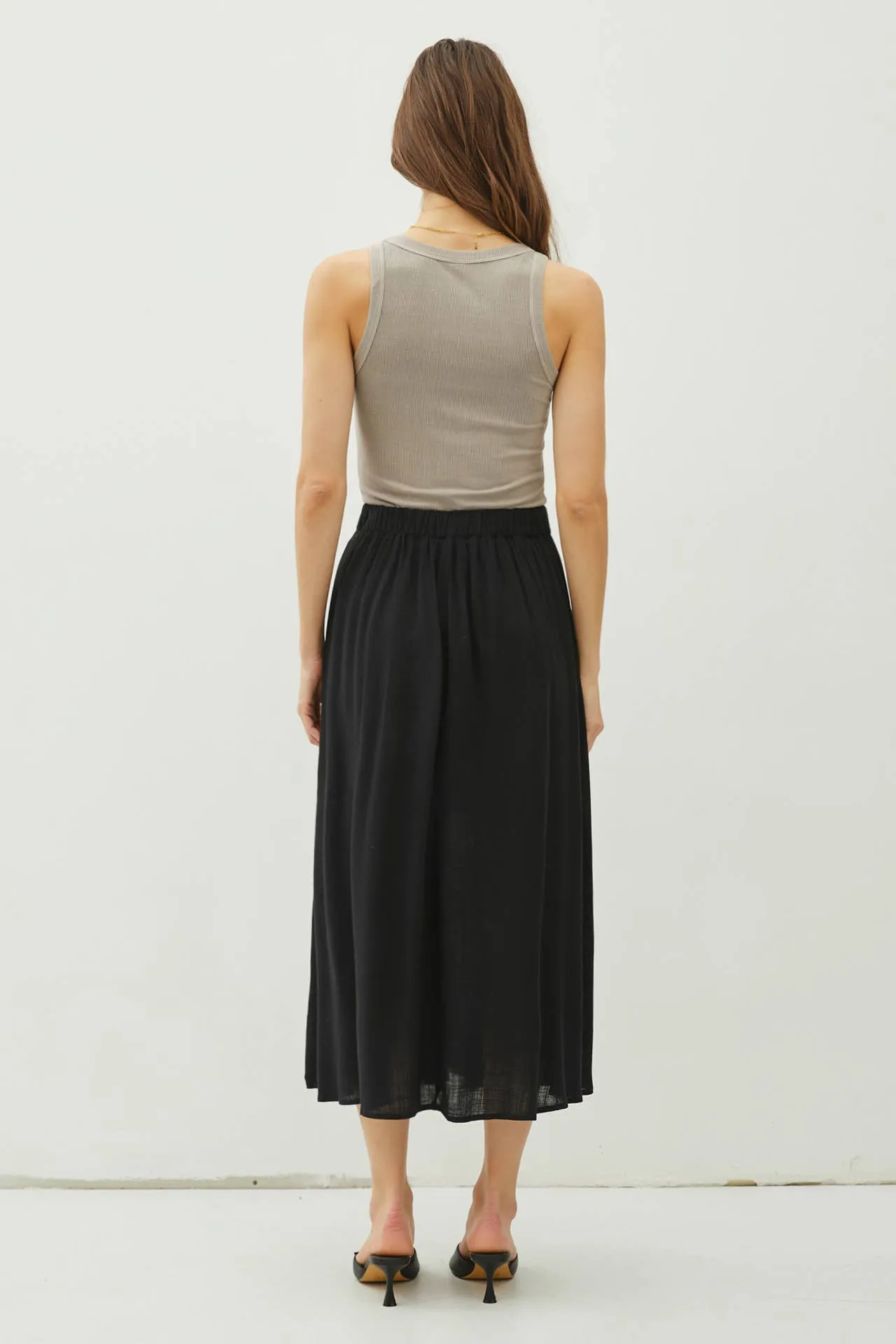 Cameron - Crinkle Pull-on Midi Skirt