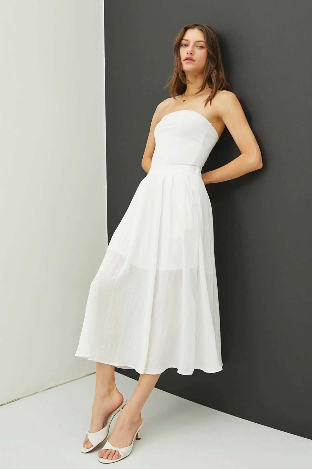 Cameron - Crinkle Pull-on Midi Skirt