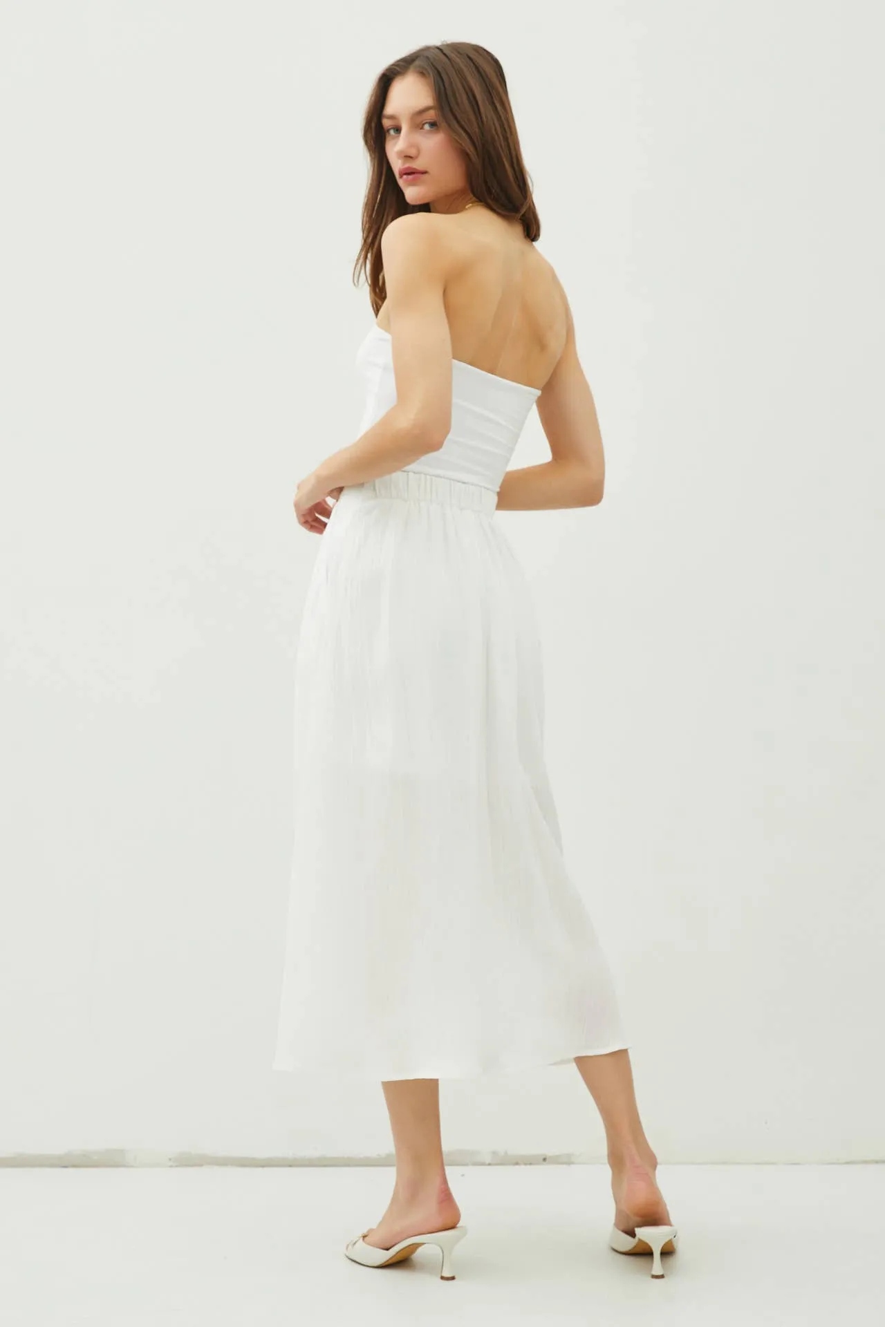 Cameron - Crinkle Pull-on Midi Skirt