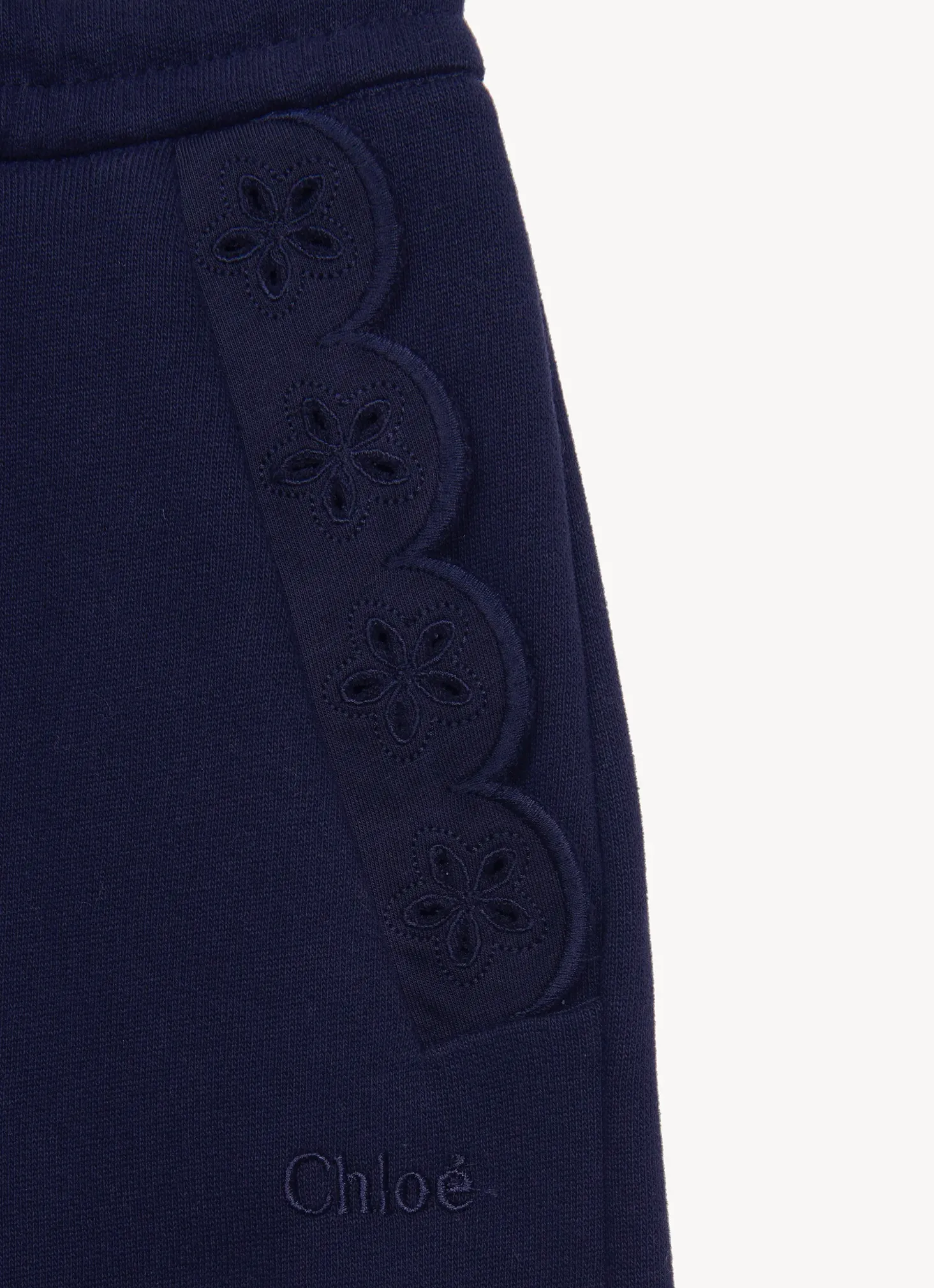 Chloé Girls Navy Blue Cotton Wide-Leg Joggers