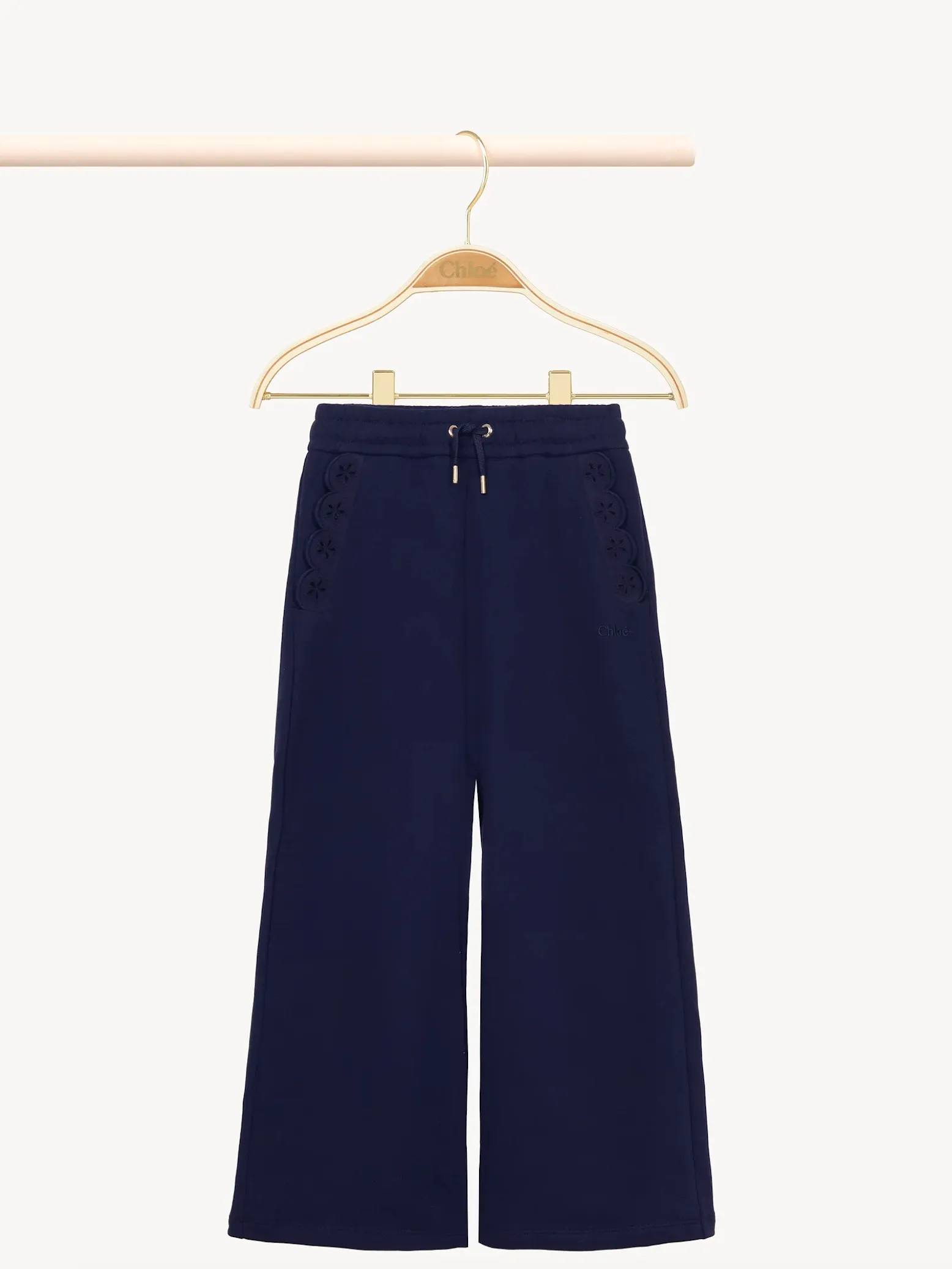Chloé Girls Navy Blue Cotton Wide-Leg Joggers